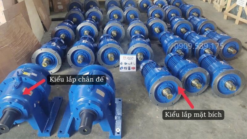 Chọn motor giảm tốc kéo máy nghiền đá kiểu lắp chân đế hoặc mặt bích phù hợp nhu cầu